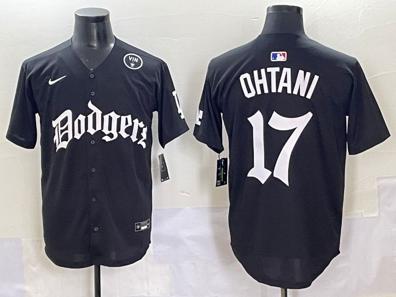 Men 2025 Los Angeles Dodgers #17 Ohtani Black Seventh generation Joint Name Nike MLB Jersey style 12->los angeles dodgers->MLB Jersey